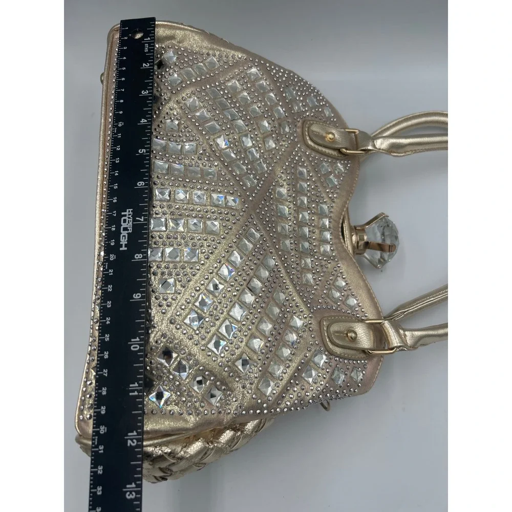 Handbag Bottari Gold Color Rhinestone Looking‎ Satchel Clutch Clasp Evening Bag
